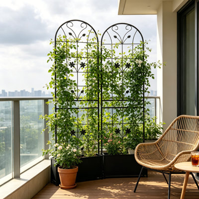 Ensemble de 2 treillis de jardin en métal 85 po x 19 po - Treillis d'extérieur robuste pour plantes grimpantes antirouille