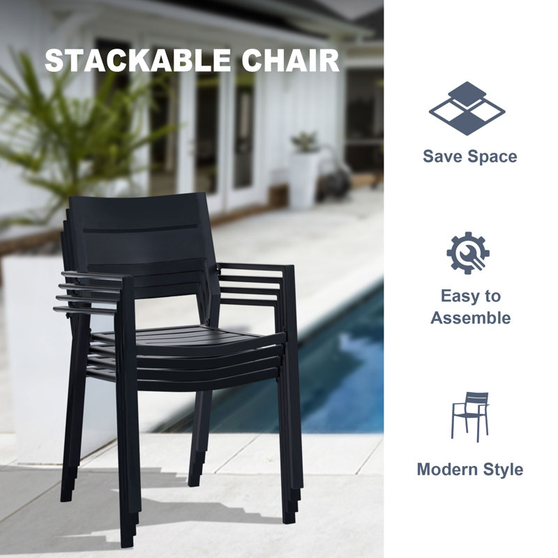 Ensemble repas d'extérieur de 5 pièces,  H 28,7 po x L 37,8 po x l 37,8 po, Noir, 4