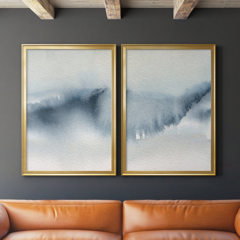 Summer Rain I - ensemble de 2 reproductions d'art sur toile encadrées, H 26,5 po x l 73 po x P 1,5 po, Or