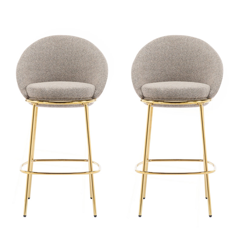 Tabouret de bar intérieur en métal, ensemble de 2, Beige
