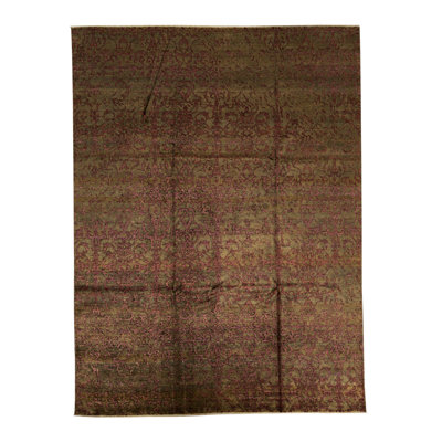 Tapis floral rouge / vert noué à la main Neo Villa