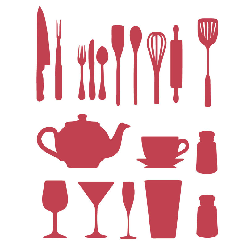 Décalcomanie murale de cuisine, H 37 po x l 29 po x P 0,01 po, Rouge Dahlia