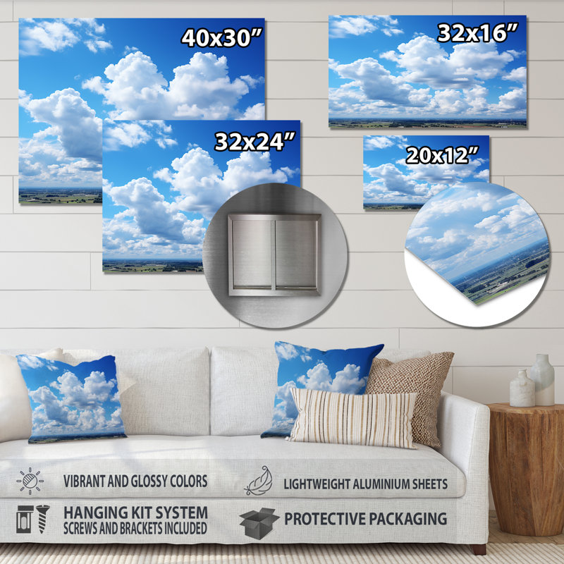 Nuage ciel, toile, art mural, H 12 po x l 20 po x P 1 po
