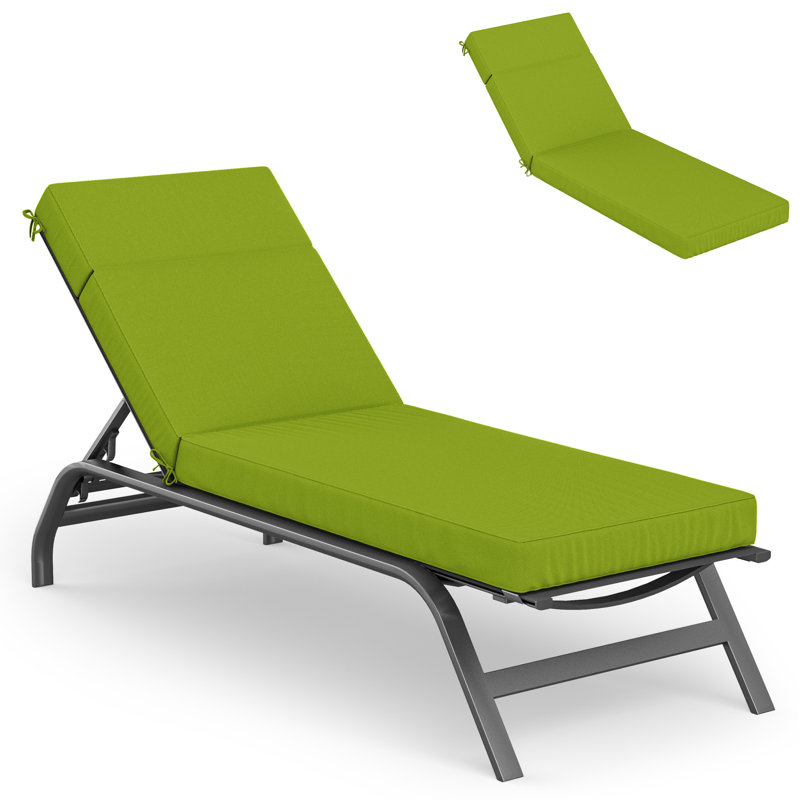 Outdoor Chaise Lounge Cushion – Weather-Resistant, Reversible, Plush Comfort, Pasture Green, 26" W x 80" D