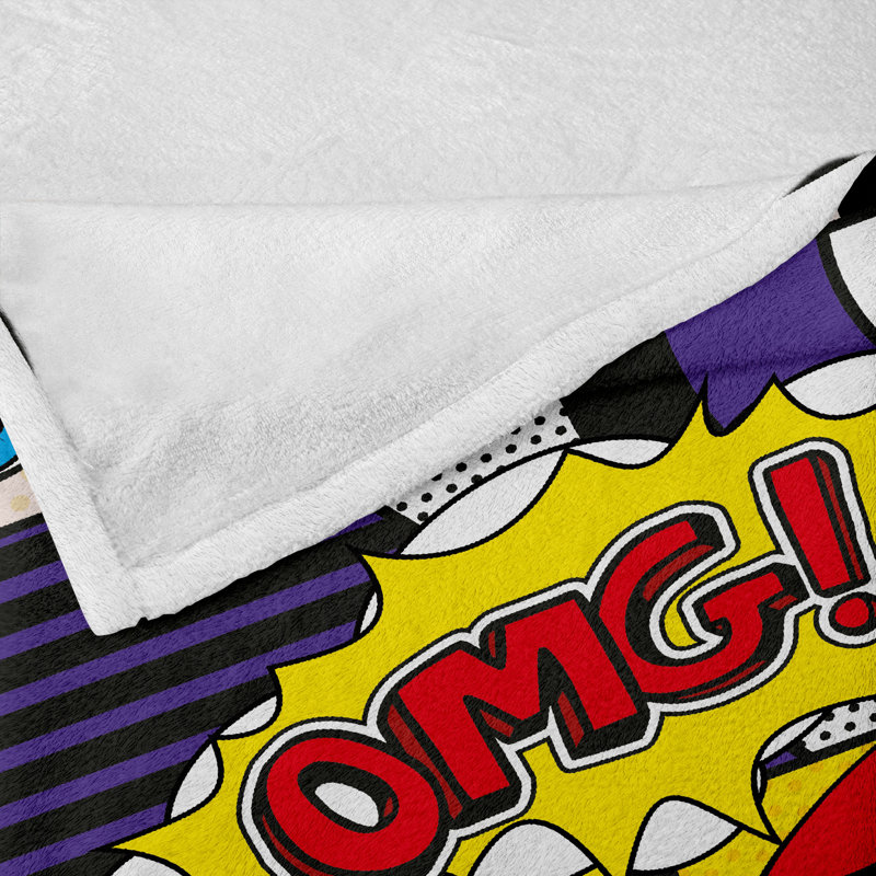Ambesonne Art Fleece Throw Blanket Comic Book Pattern  Multicolor, 50" W x 60" L
