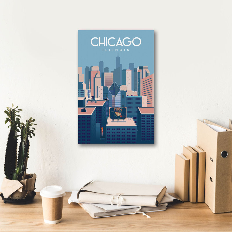 «Chicago Illinois» par Omar Escalante, art mural sur toile, H 18 po x l 12 po