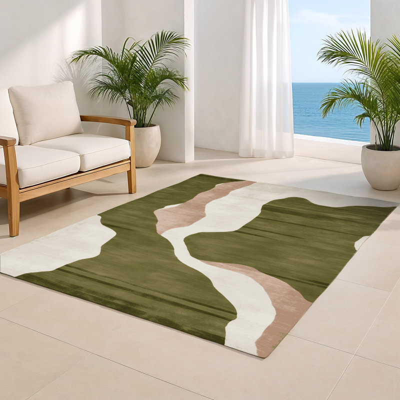 Tapis intérieur et extérieur brun Watercolor, Rectangulaire 2 pi x 3 pi
