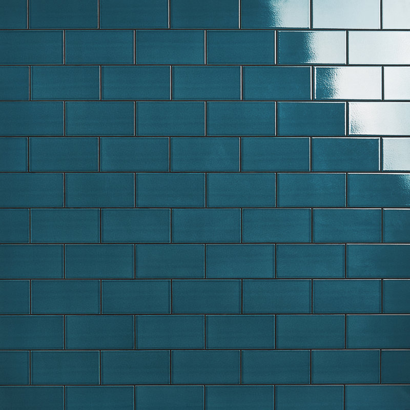 Gondola 3.93 in. x 7.87 in. Crackled Polished Ceramic Wall Tile (10.76 Sq. Ft./Case), Marine Blue