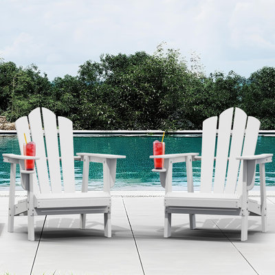 Devito All-Weather Resistant HDPE Plastic Oversize Adirondack Chairs(Set Of 2)