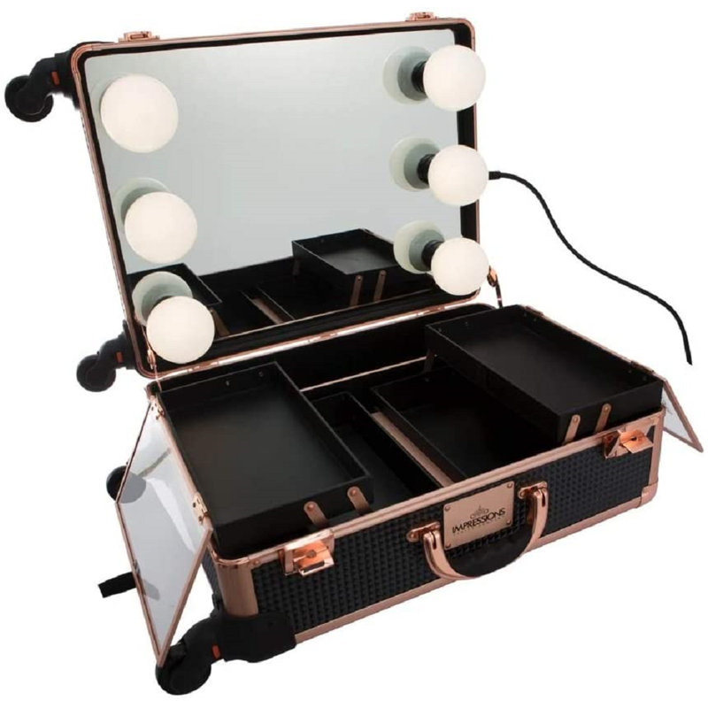 Trousse de voyage pour meuble-lavabo avec sac à ampoules DEL Slaycase, Noir/Or rose