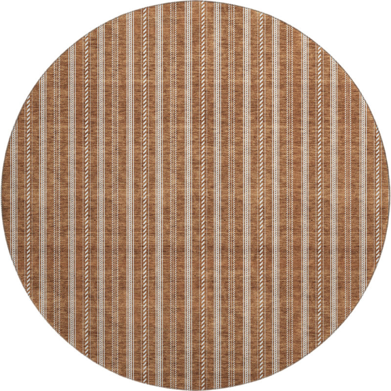 Premium Machine Washable Prisco Terracotta Rug, Round 8'