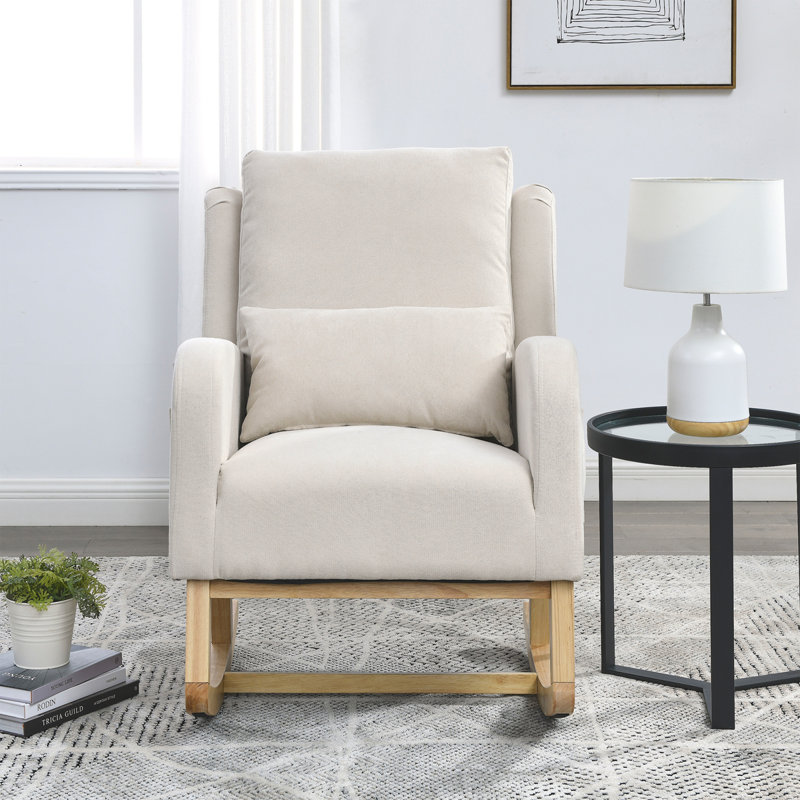 Fauteuil à bascule décontracté Janneke Welike, Velours beige
