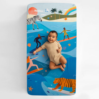 Surfing Safari 100% Cotton Fitted Crib Sheet