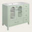 Meuble-lavabo 36 po avec texture gaufrée et portes en verre, 4 tiroirs, portes à fermeture en douceur