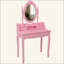 Ensemble de coiffeuse avec miroir et tabouret rembourré Princess-129189467