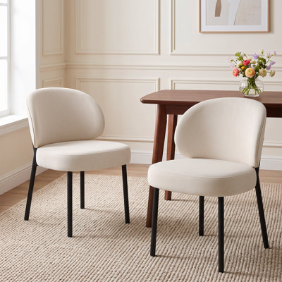 Nilina Upholstered Wide Dining Chair with with Curved Back and Wide Padded Seat (Set of 2)