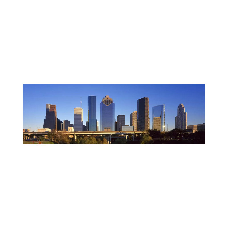 Skyscrapers Against Blue Sky, Houston, Texas, USA - Wrapped Canvas Panoramic Print, 30.48 cm H x 91.44 cm W x 1.91 cm D