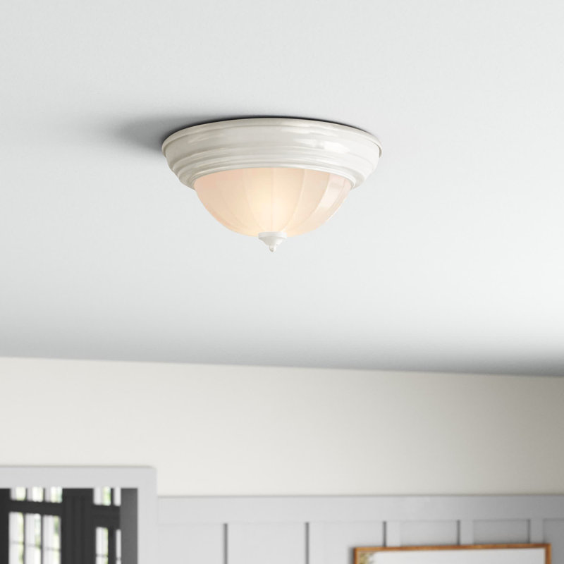 Carder Glass Flush Mount, White, 6" H x 12" W