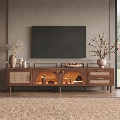 Meuble télé 86,6 po Mid-Century Rattan