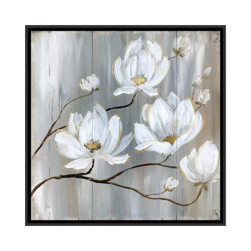 " Summer In Neutral I " by Nan, 18" H x 18" W x 1.5" D, Black Framed Canvas, No Mat