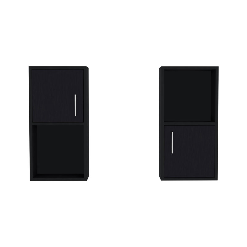 Oba 2-Pc Wall-Mounted Bathroom Medicine Cabinet with Open and Closed Storage, Black