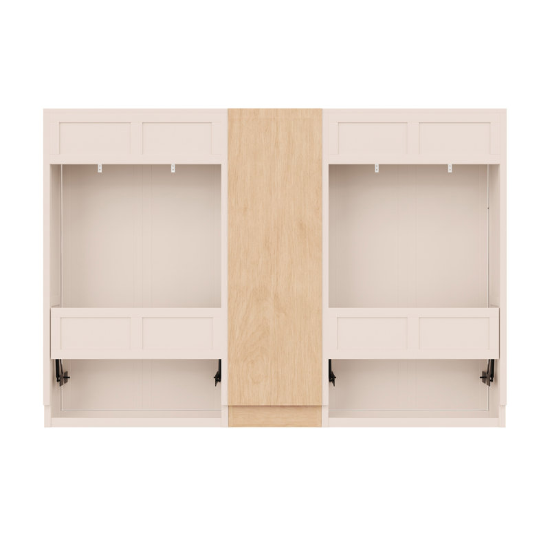 Lit escamotable deux places avec armoire, rangement et deux tiroirs
