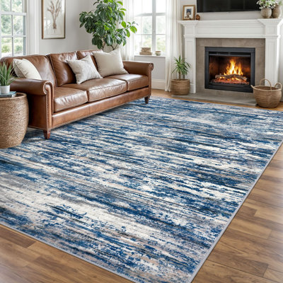 Modern Abstract Area Rugs 8x10 Washable Rug for Living Room Large Soft Thin Bedroom Rug with Rubber Backing 