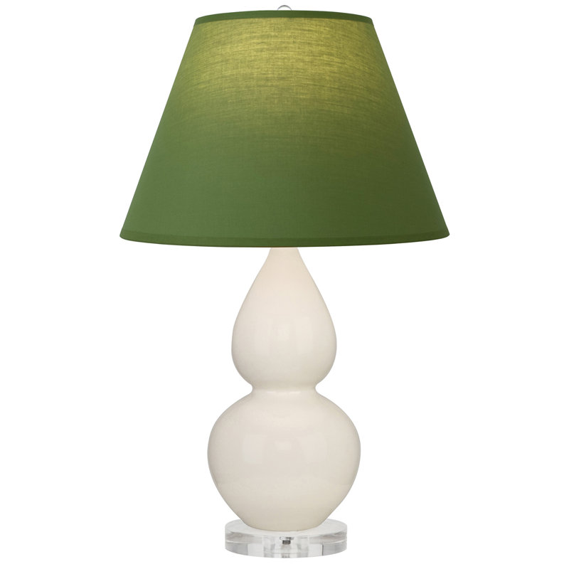 Petite lampe d'appoint à double gourde, Thé vert / taupe, Os
