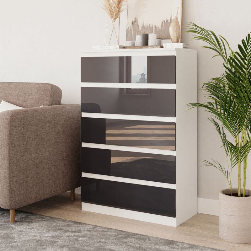 Amardev Wood Rectangle Accent Cabinet, White/Grey