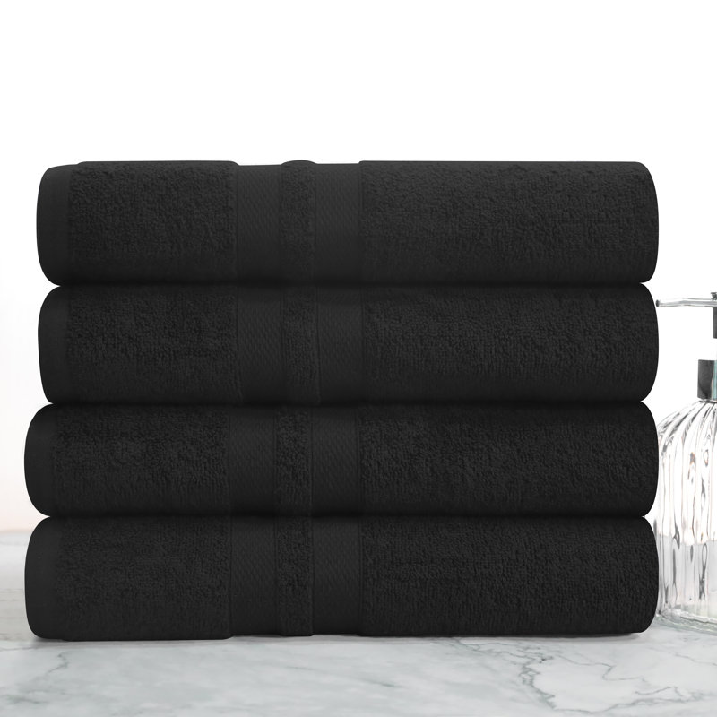 Blue Nile Mills Ultra Soft 100% Cotton Bath Towel Set, Black