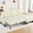 Reversible Sectional With Storage Chaise, Arm Cup Holders And Ports, 3 Corduroy Sleeper For Apartment, Bedroom, Living Room - Beige, 84.15 In Deep, 51.28 Wide, 34.73 High, 115.85 Lb Modern Bed-85729652