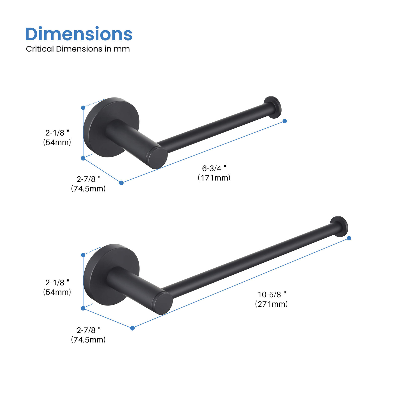 Circular 2-Piece Bathroom Hardware Set, Matte Black