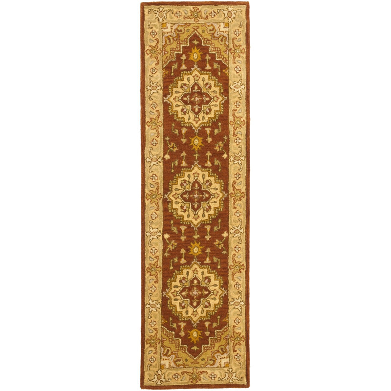 Tapis rouille / or en laine touffeté à la main Cranmore, Tapis de couloir 2 pi 3 po x 8 pi