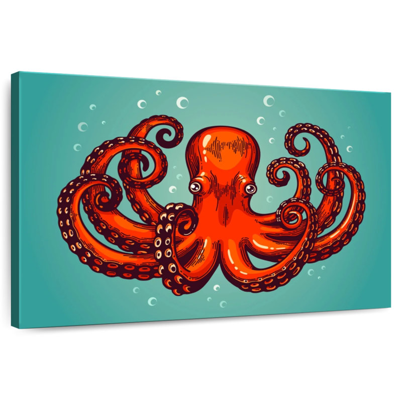 Mighty Red Octopus, 8" H x 12" W