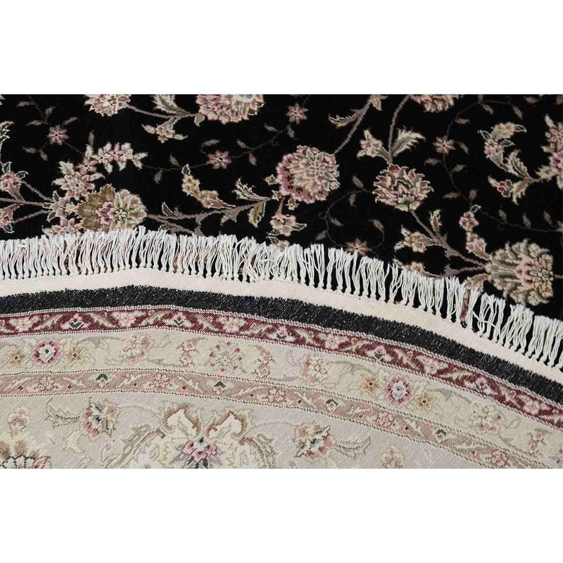 Tapis noir et taupe noué à la main de haute qualité
