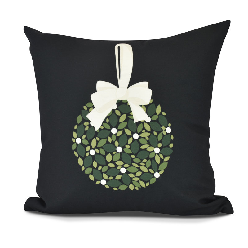 Holiday Essence Mistletoe Me Square Pillow Cover and Insert, 16" H x 16" W, Black
