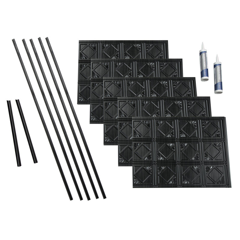 Ensemble de dosseret décoratif en vinyle de style traditionnel 4, Onyx brossé
