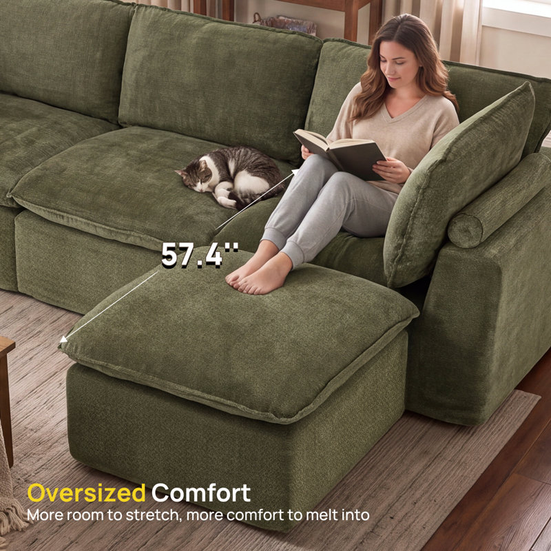 Compressed Modular Sectional Sofa, Green