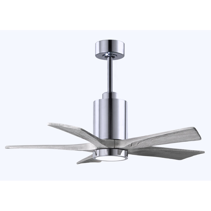 Patricia LED Downrod Ceiling Fan, Barn Wood Tone, Polished Chrome