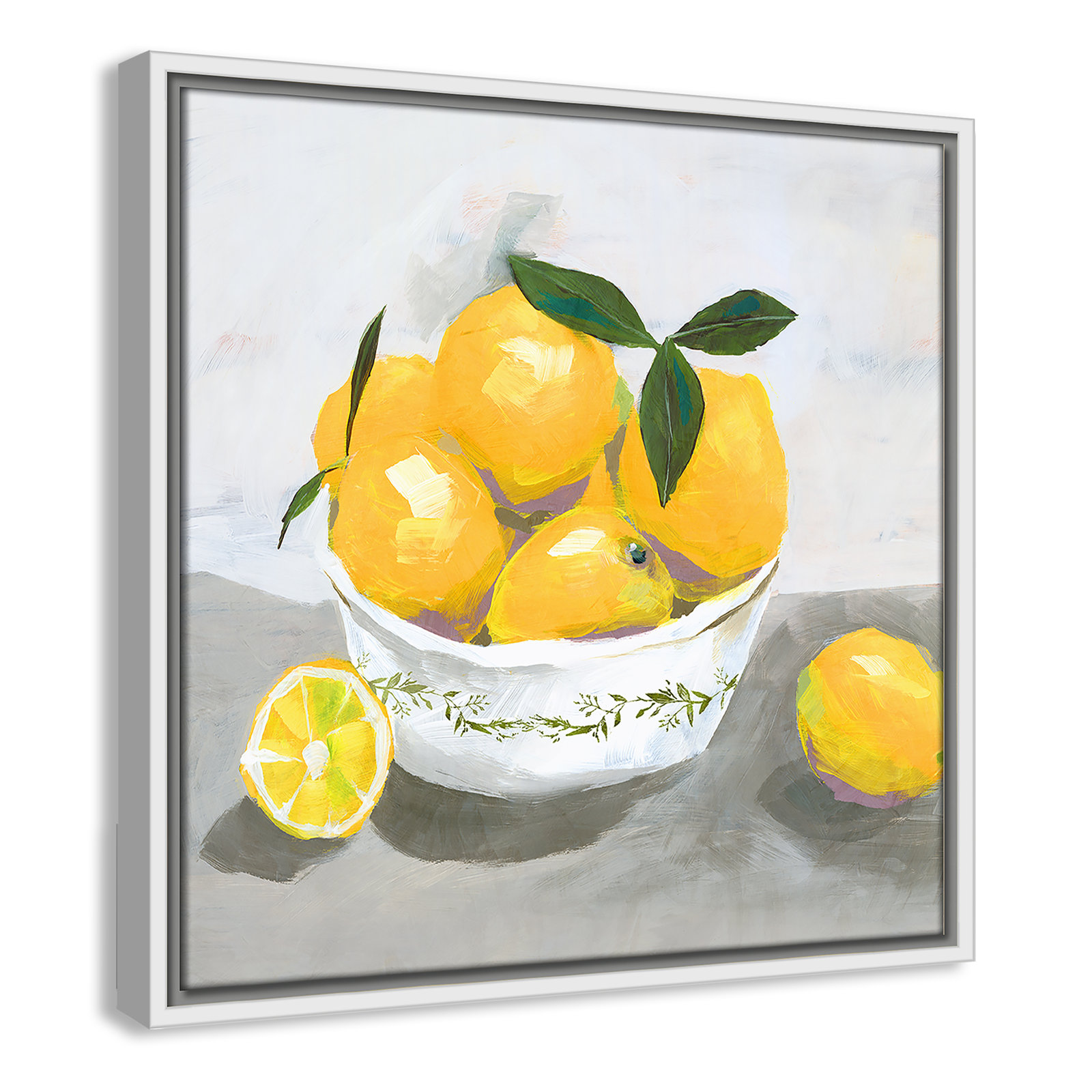 Hayons "Lemons" Painting by Isabelle Z, 17.5" H x 17.5" W x 2" D, White Framed Canvas