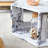 Hexagonal MDF Coffee Table, Characteristic Pattern Stickers, Multi-Hole Design To Give More Storage Space