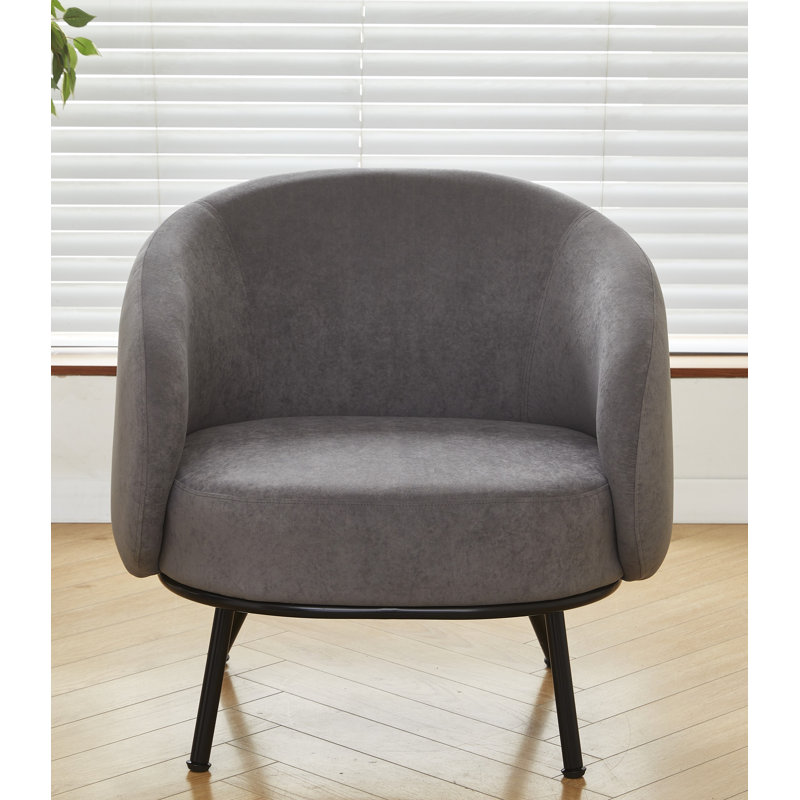 28.7'' wide velvet barrel channel armchair, Gray Velvet