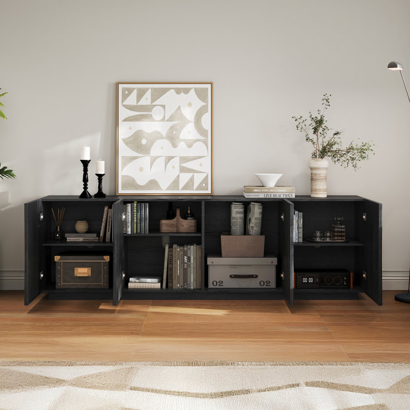 Console média Ridged Doors, Noir