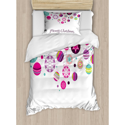 Ambesonne Christmas Duvet Cover Set, Retro Graphic Baubles, Twin, Multicolor -  nev_39773_twin