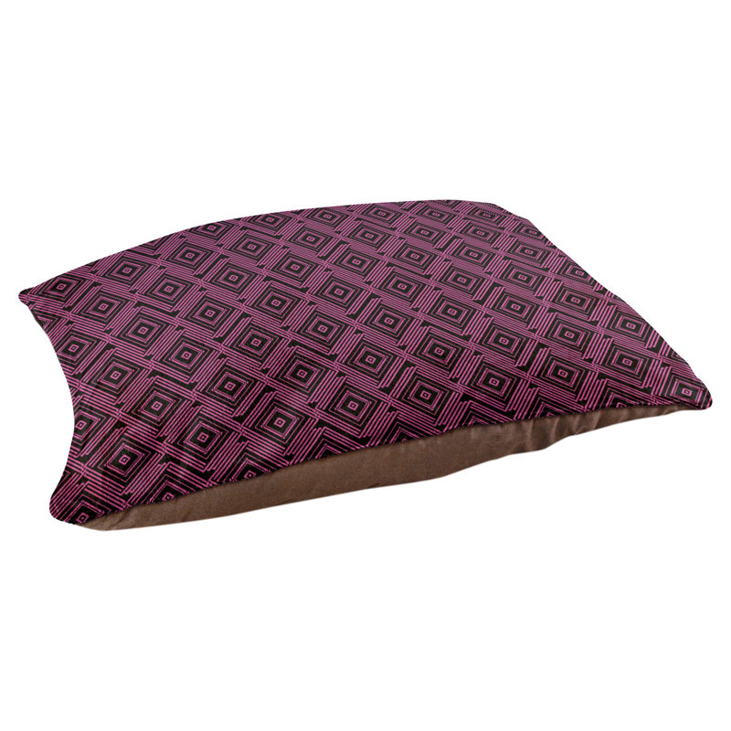 Coussin stylisé de labyrinthe carré Byrge, L 52 po x l 42 po, Noir / Rose