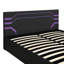 Structure de lit de jeu hydraulique moderne avec grand lit, lit plateforme Esports Cyberpunk avec rangement sous le lit pour les joueurs, noir et mauve-129685437