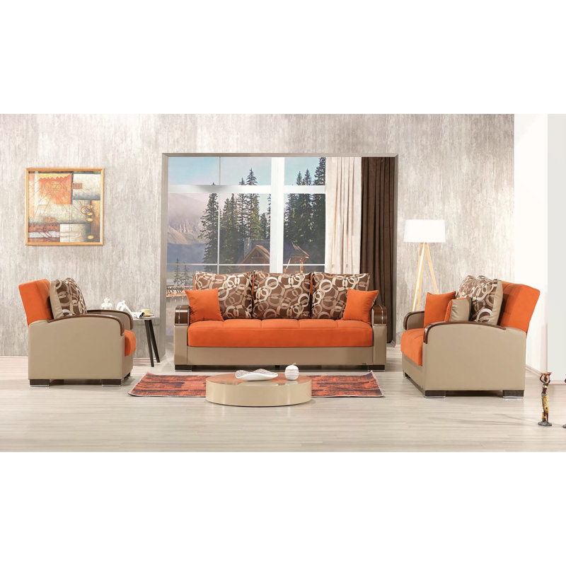 Causeuse convertible avec rangement Primenest, Orange