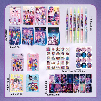 Kit de papeterie Kpop Demon Hunters pour fête d'anniversaire d'enfants (154 pièces)