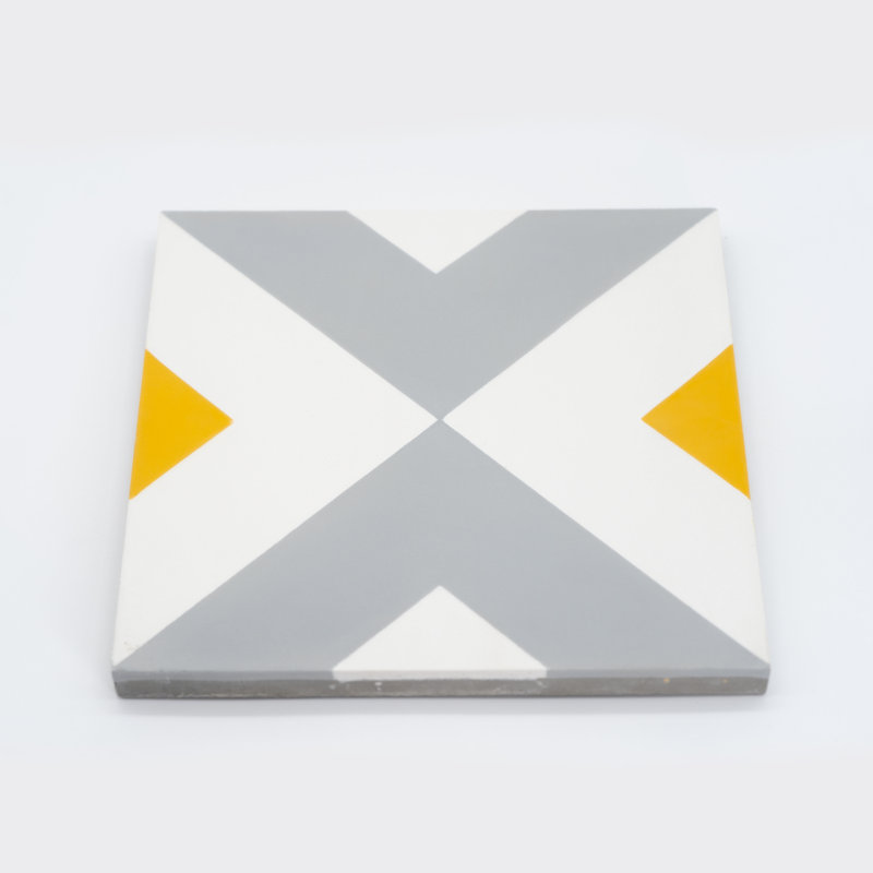 Jadida 8" x 8" Cement Patterned Wall & Floor Tile, Yellow/Gray