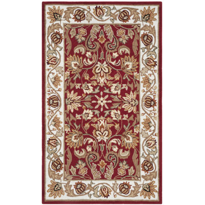 Tapis intérieur / extérieur rouge crocheté à la main Harkins